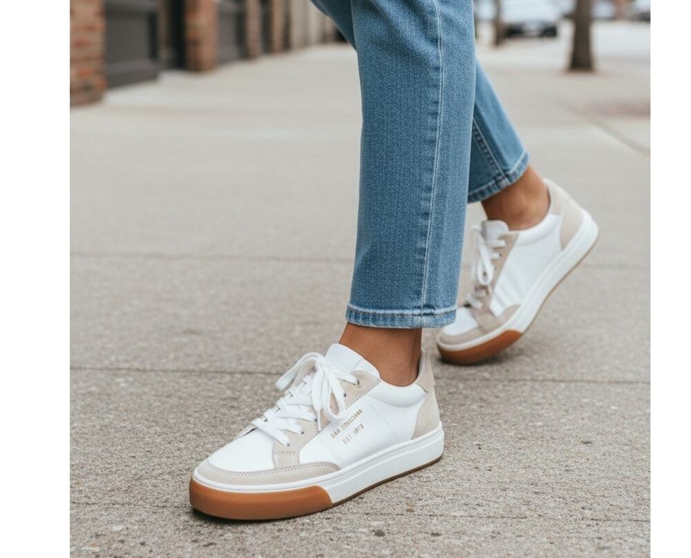 NEW Sam Edelman NY Layla Low-top sneaker Women's 8.5 Retro style Nylon Suede
